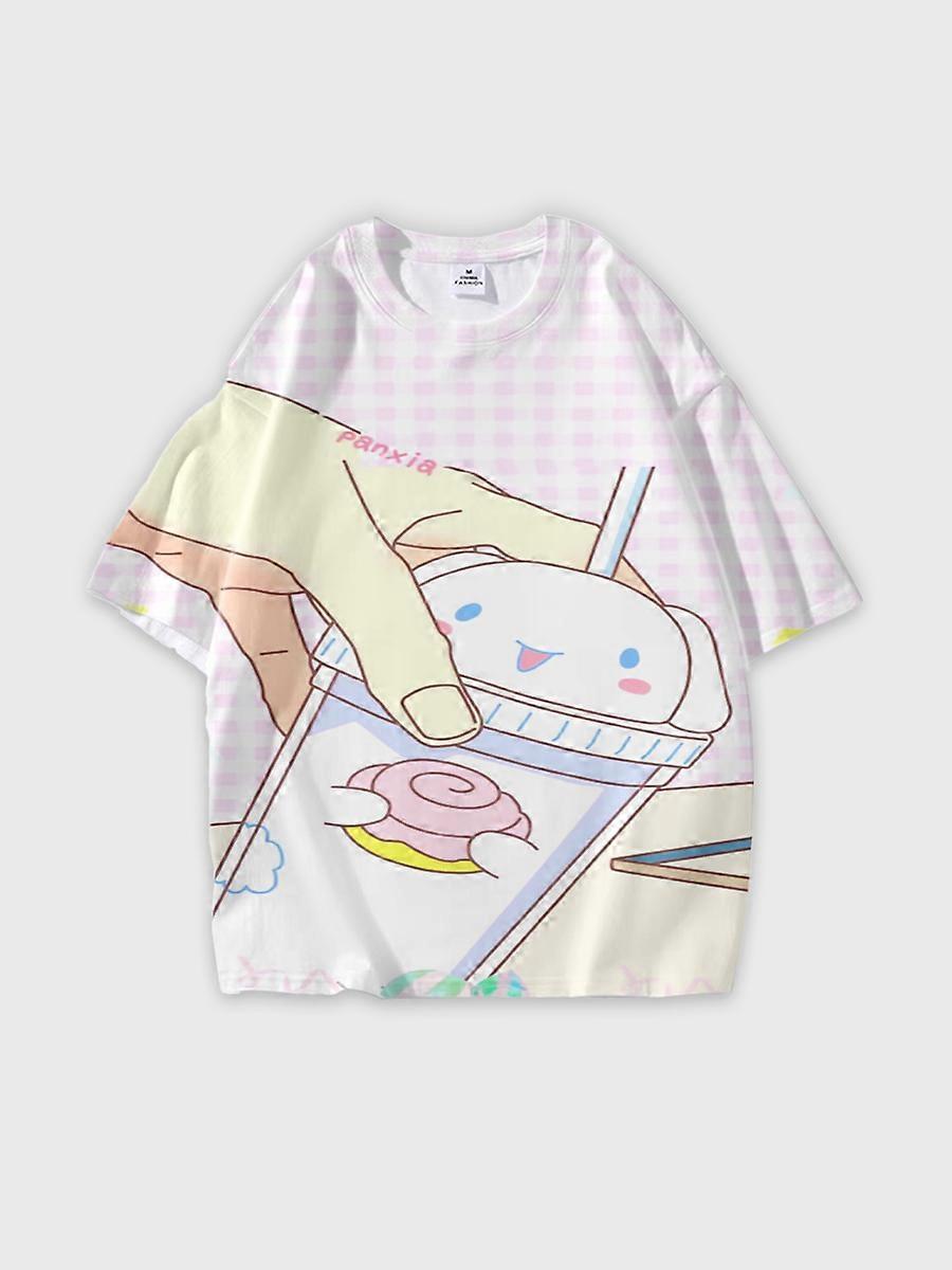 T-shirt round neck Pattern loose short sleeve JW997