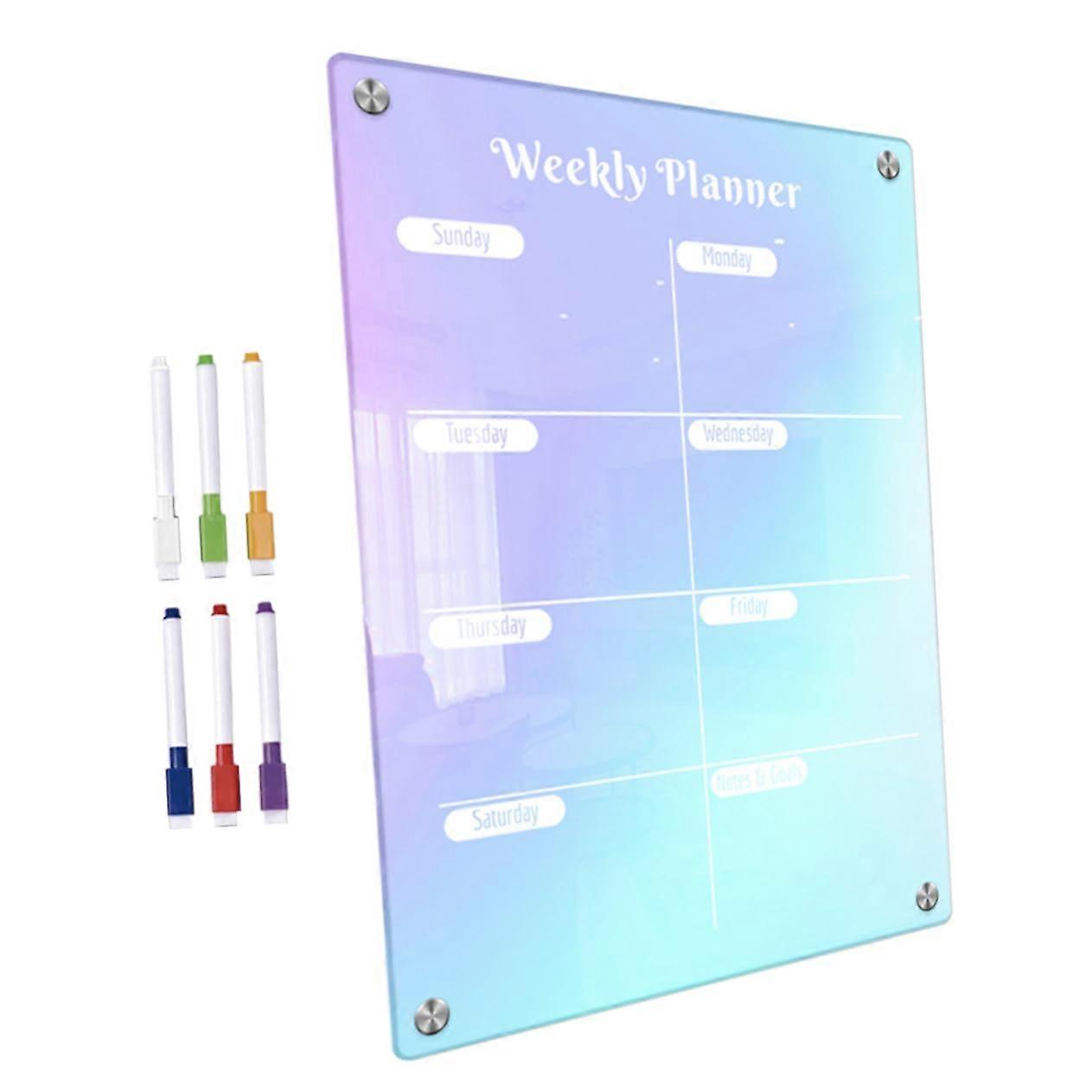 1 Piece Magnetic Weekly Planner Board, Erasable and Reusable for Refrigerator, Planning and Reminder Tool with Pens, 29.70X21.00X1.50CM