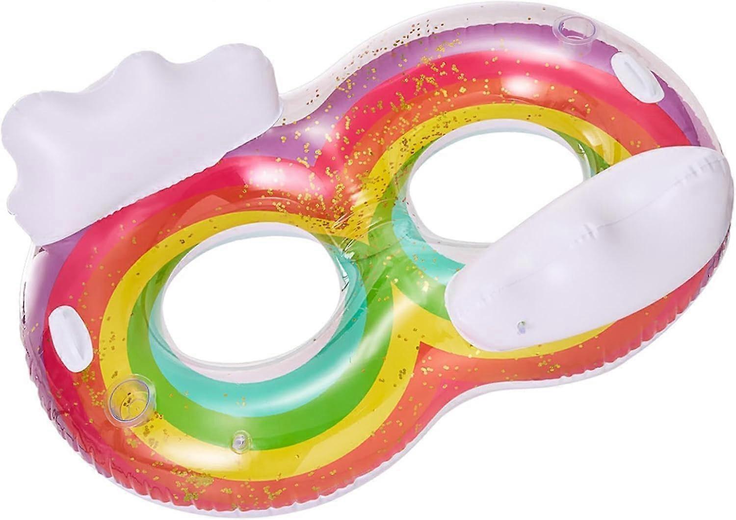 Sturdy Double Swim Ring for Adults Inflatable Float for Two People with Secure Handles, Durable PVC Hose, Ideal for Beach, Lake and Pool Parties