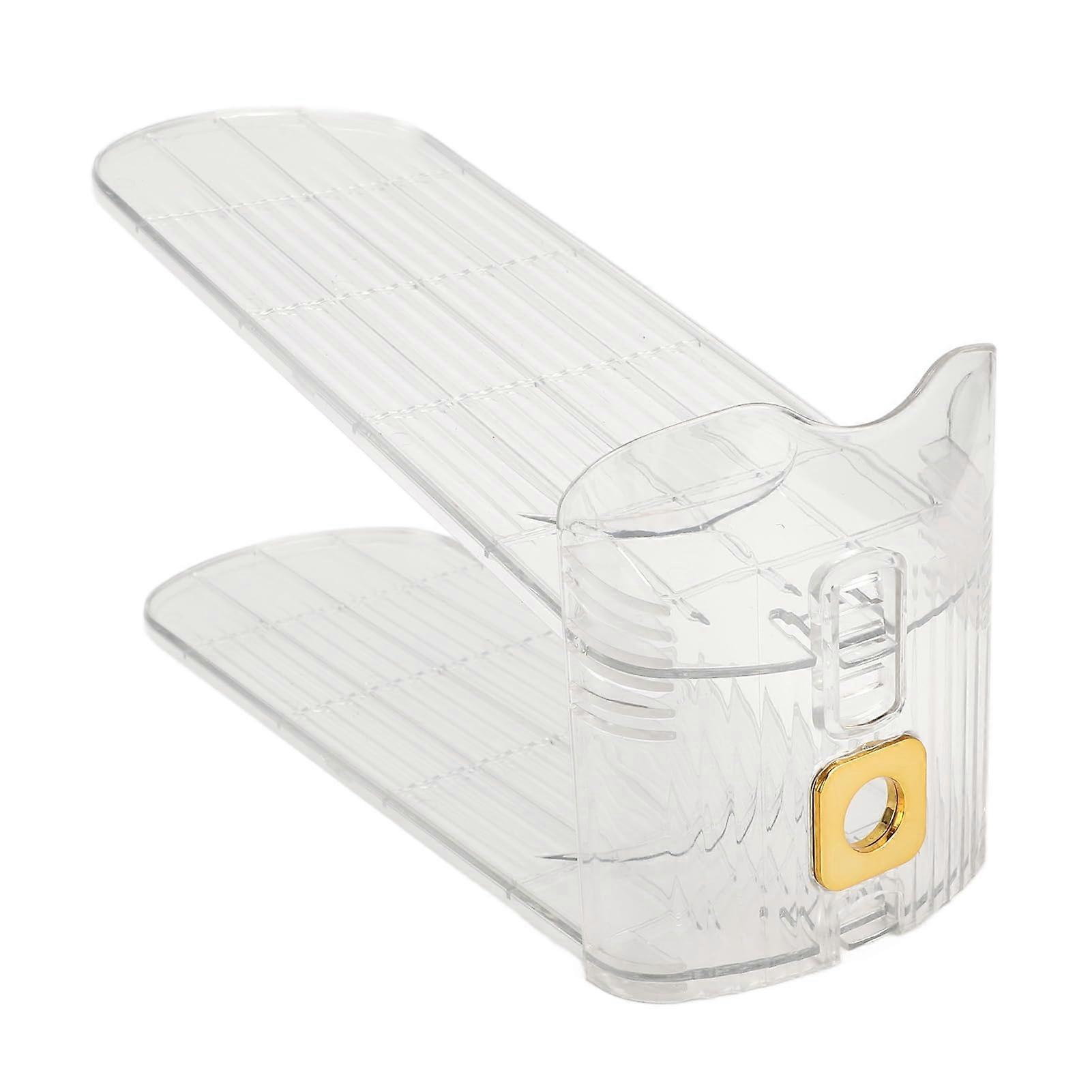 Spacesaving doublelayer shoe slot organiser, robust shelf made of PET material for organised and tidy shoes (white).