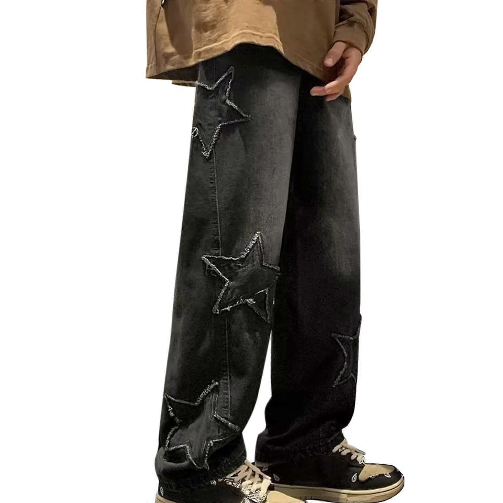 Bootcut Flared Wide Leg Jeans for Men in Dark Blue Denim, Stretch Regular Fit, Sizes 36/30 and 38/34, 3XL Available