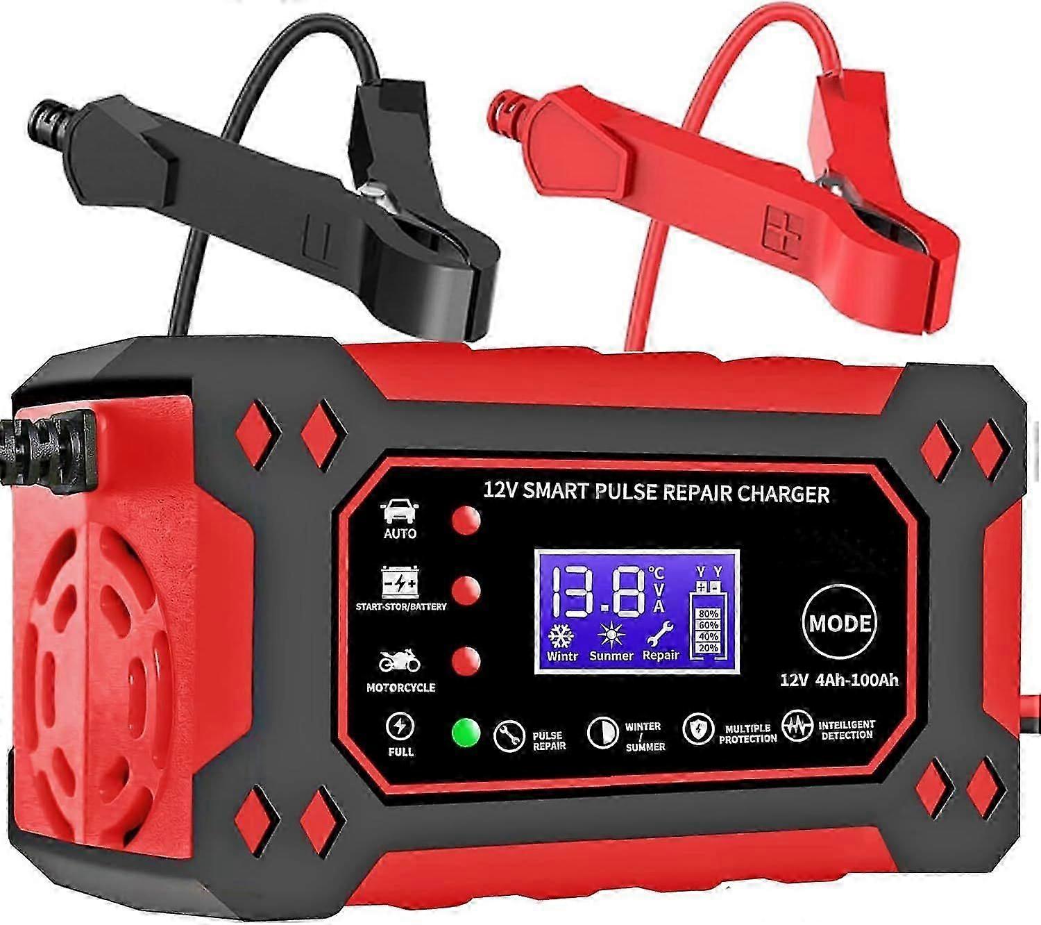 12V 6-Amp Car Battery Charger, Trickle Charger and Maintainer, Smart Fully Automatic Battery Charger w/Temperature Compensation, Battery Pulse Repair