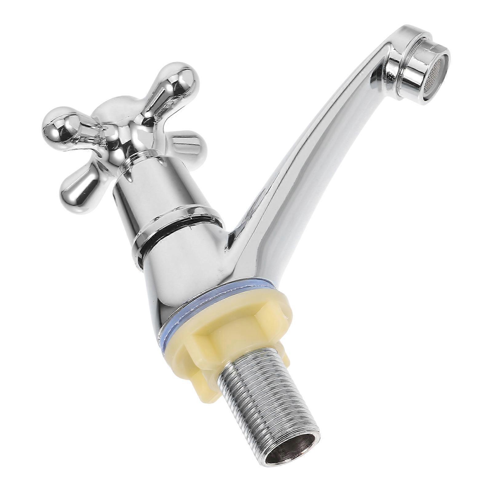 Silver Kitchen Faucet for Home Use Durable Metal Alloy with Filter Bubbler 1 Hole Suitable for Sink and Basin