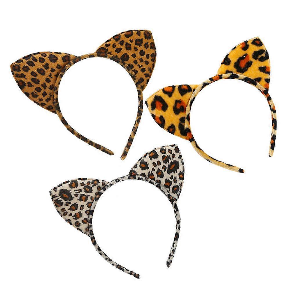 Leopard Print Ears Party Accessory Lightweight Comfortable to Wear Performance 3Set
