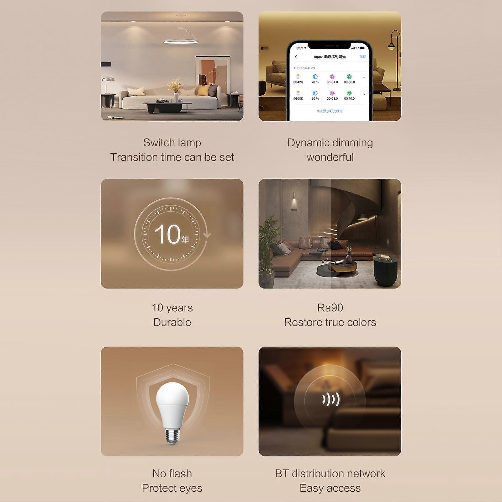 Smart LED Bulb E27 2700K-6500K APP Control Color Temperature Brightness Adjustment Support Intelligent Linkage