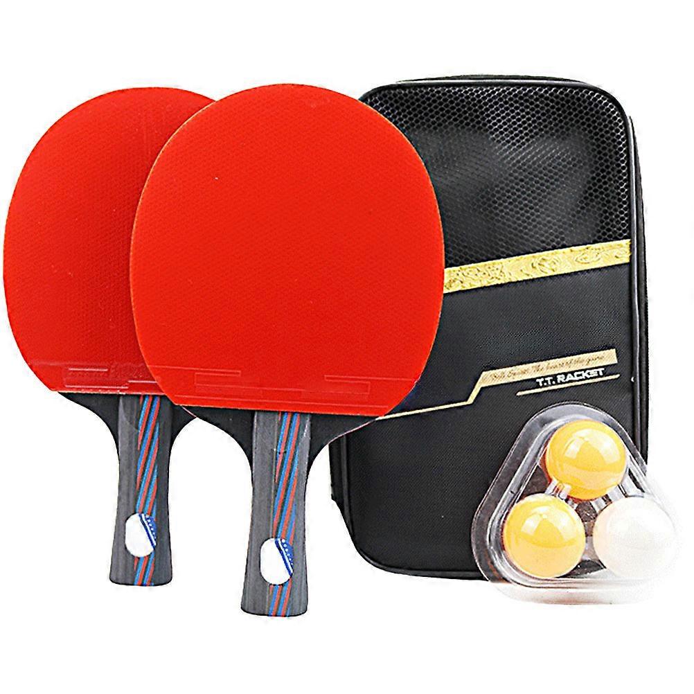All Rounded Design Table Tennis Bats For Teenagers Training Straight Grip Rubber Sponge Wood 1Set
