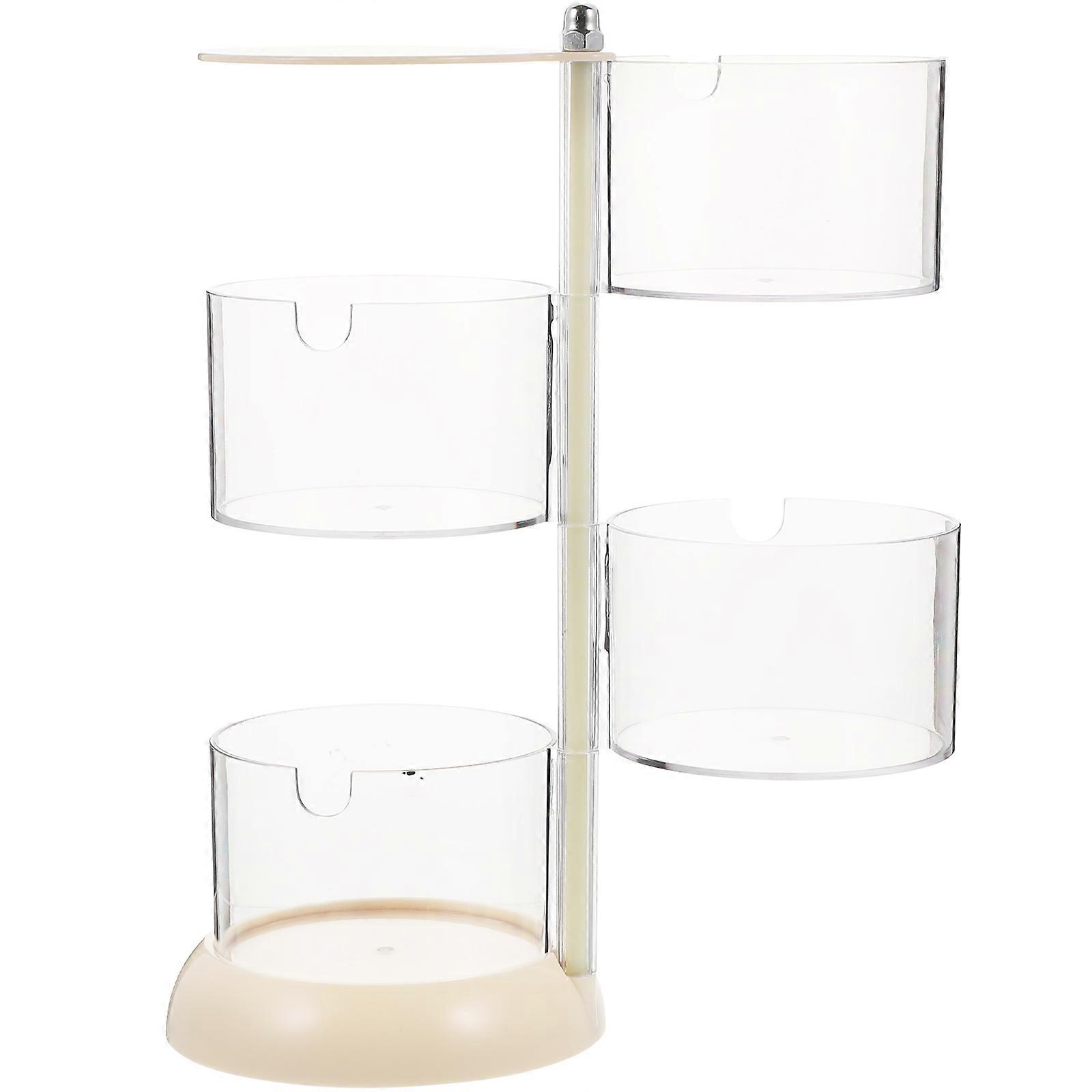 White Plastic Makeup Sponge Organizer with 4 Tiers for Holding Use Dustproof and Rotatable Ideal