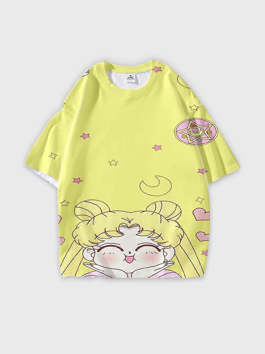 T-shirt round neck Role Pattern loose short sleeve D3448