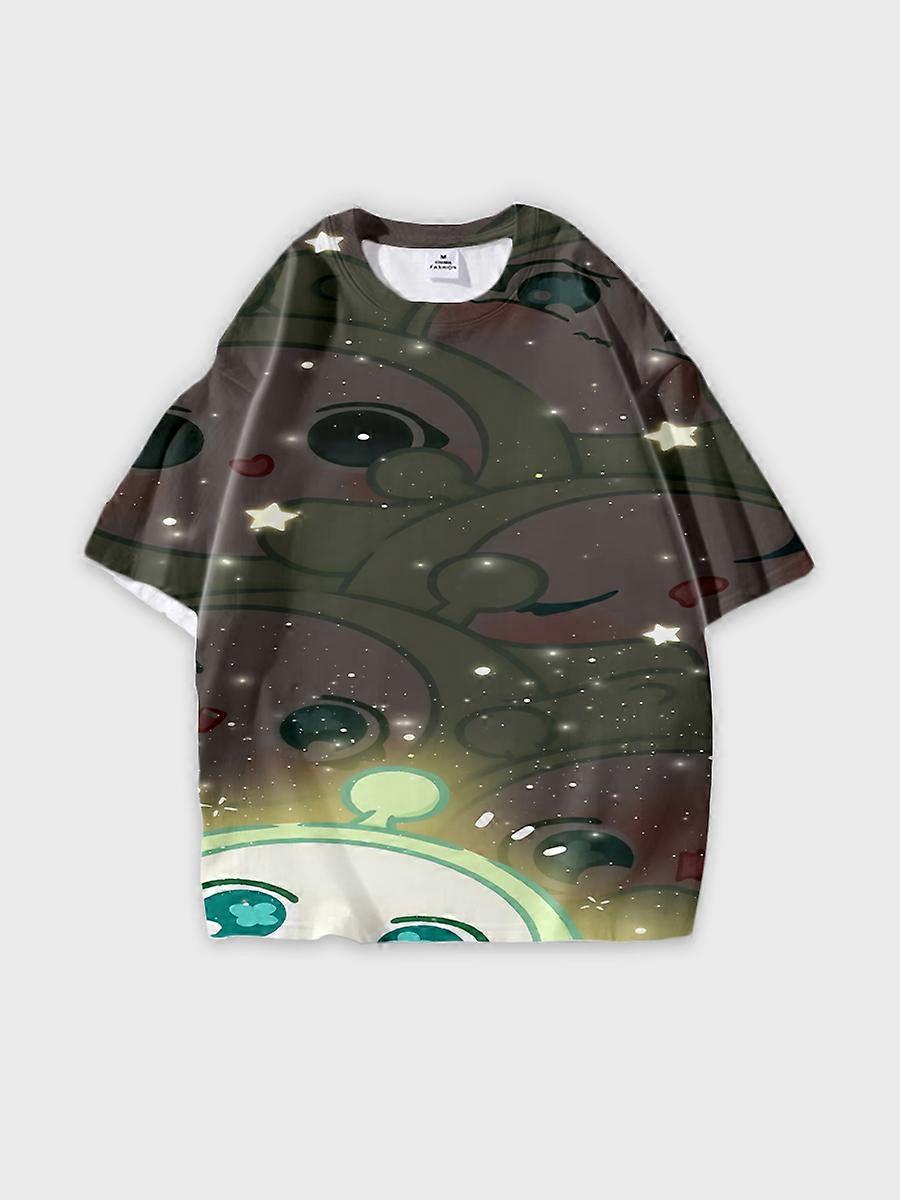 T-shirt round neck Pattern loose short sleeve C2518