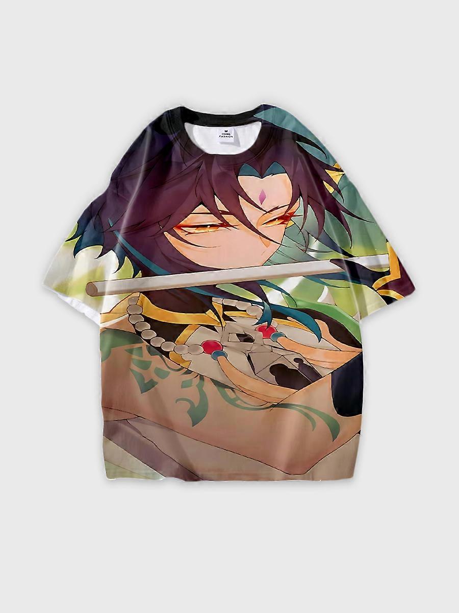 T-shirt round neck Role Pattern loose short sleeve D295