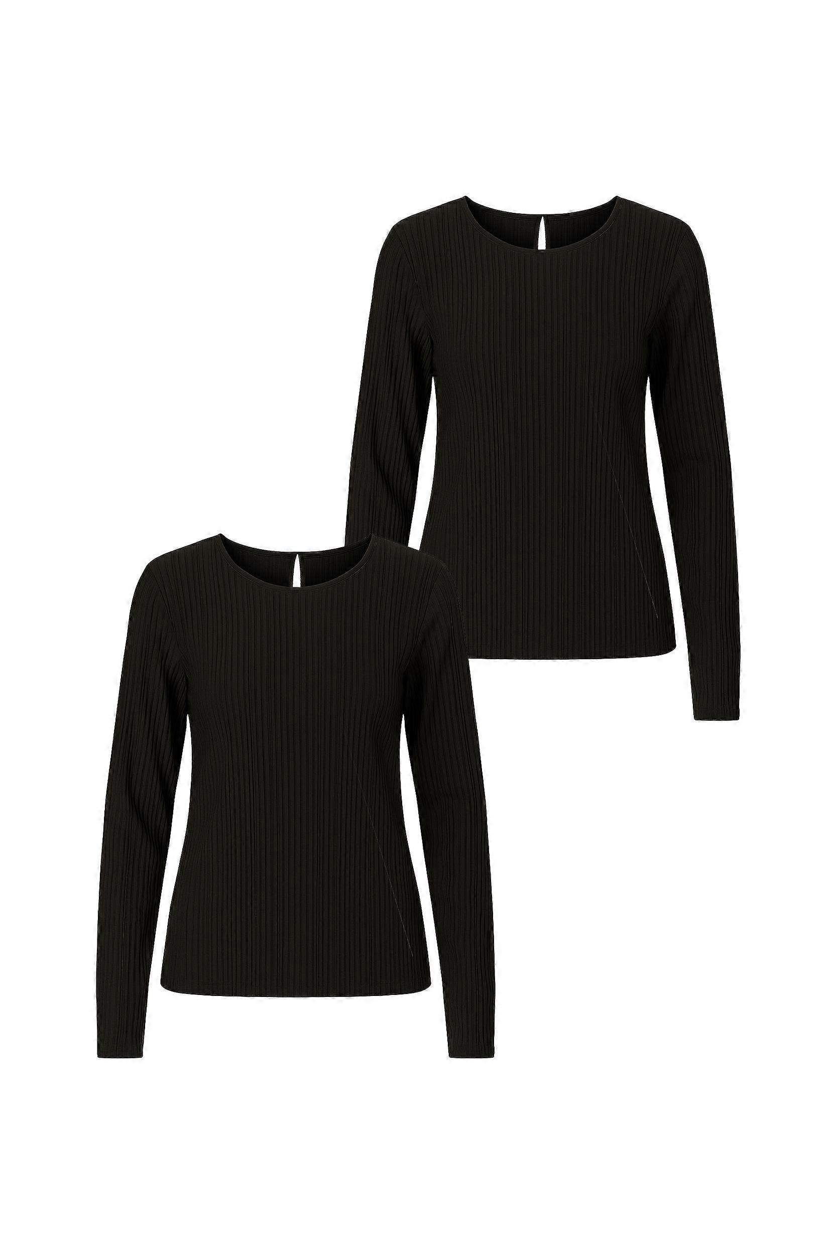 Hailys Damen Langarmshirt 2er Set Rippstruktur Rundhals