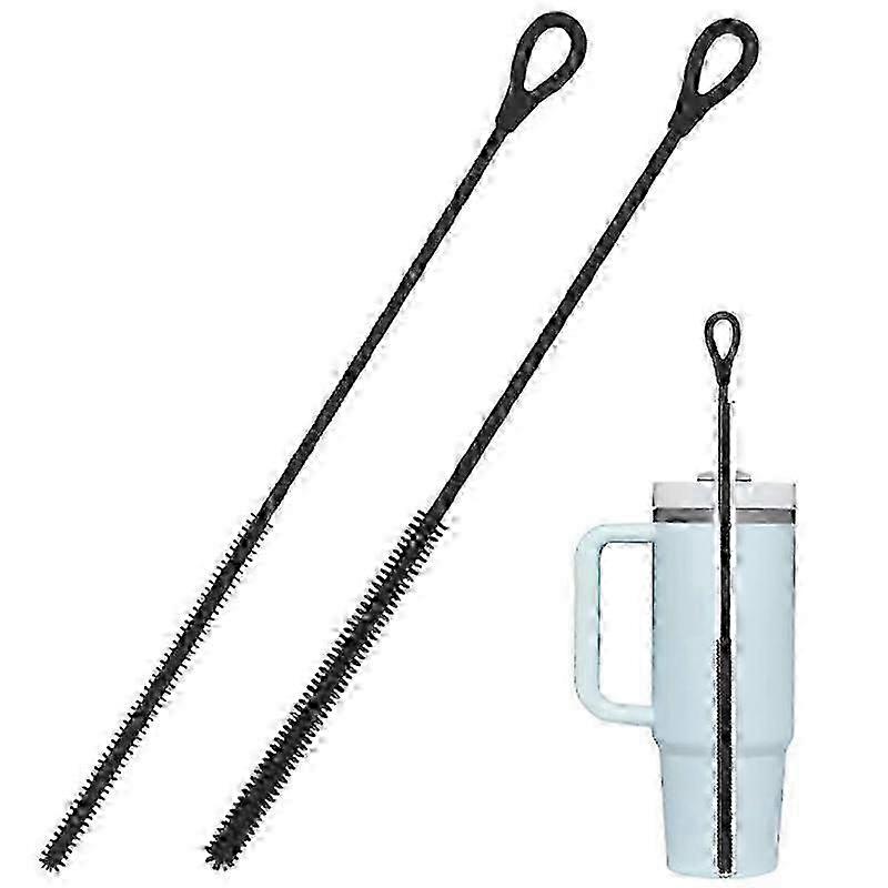 Silicone Straw Cleaning Brush Set - 2 Pack Extra Long Bristles for Reusable Drinkware & Straws Maintenance Accessory Tool