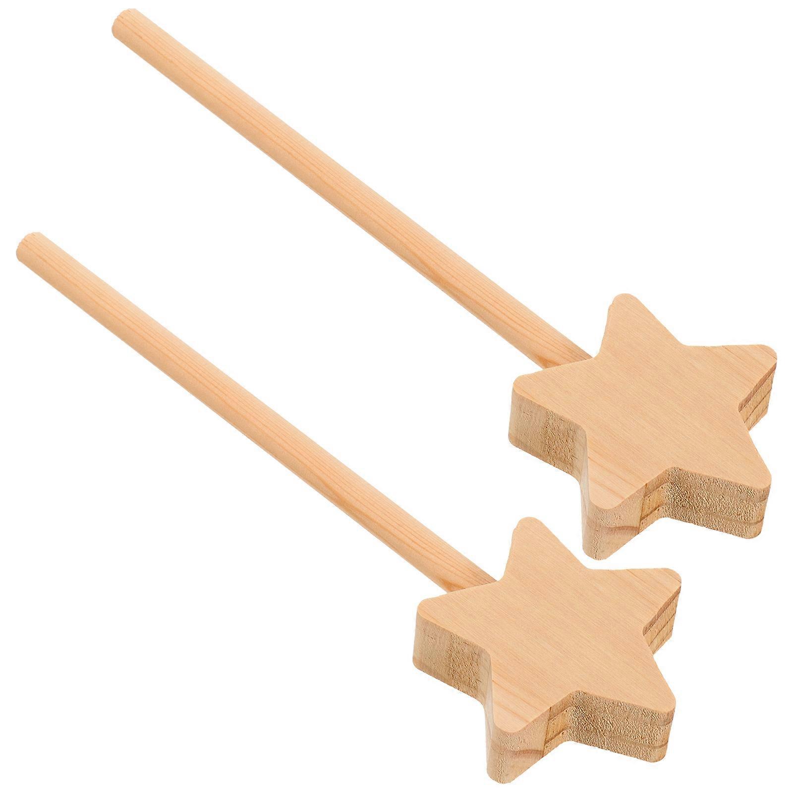 Star Shape Fairy Wands Unfinished Wooden Craft Sticks for DIY Painting, Art Projects, Creativity & Imagination Development, Hand Eye Coordination,