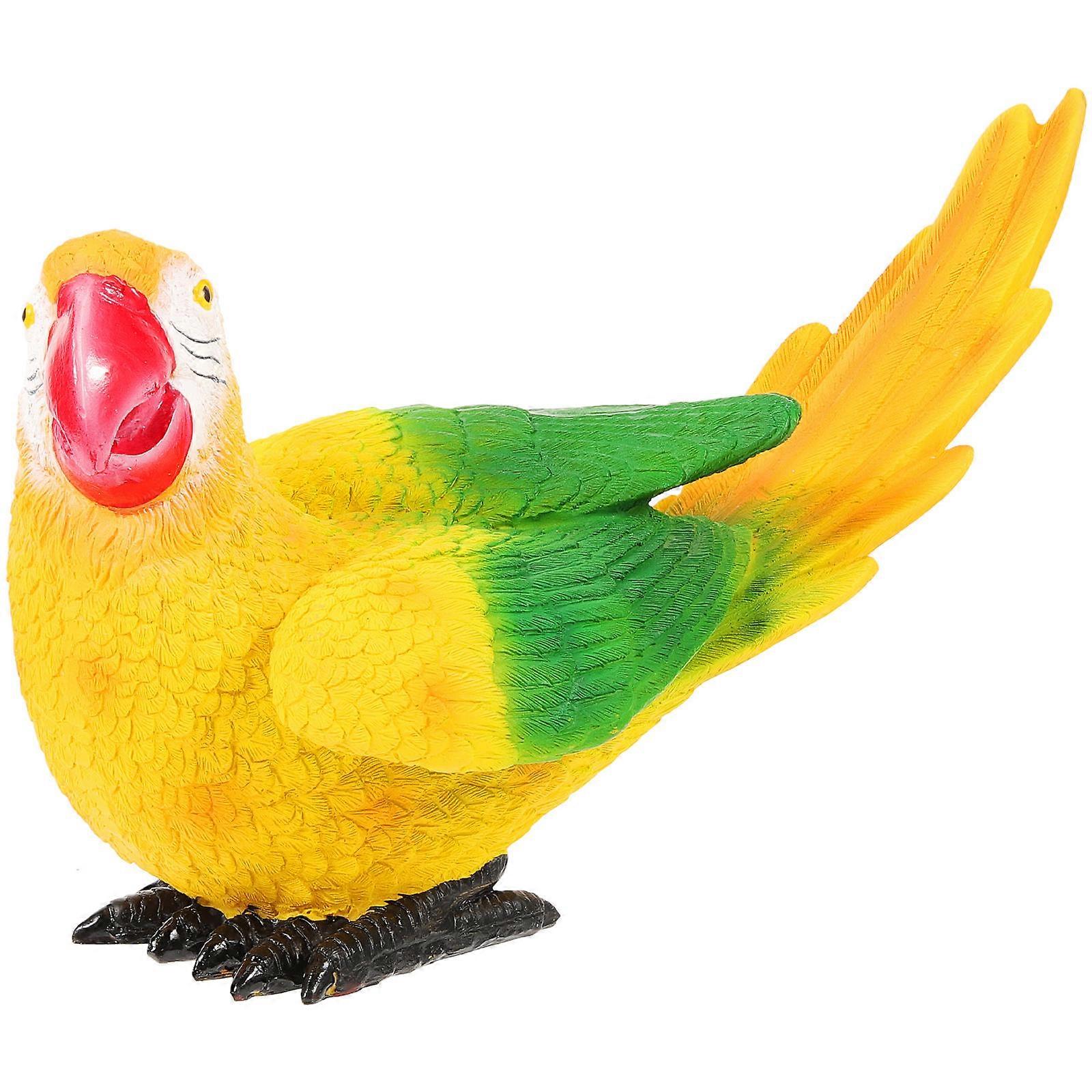 Lifelike Parrot Model for Decor Made of Resin in Yellow Color Great for Garden and Party Decoration
