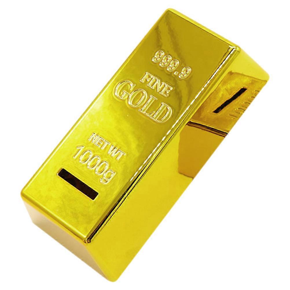 Golden Plastic Piggy Bank for Home Use Creative Saving Jar Helps Organize Coins and Bills