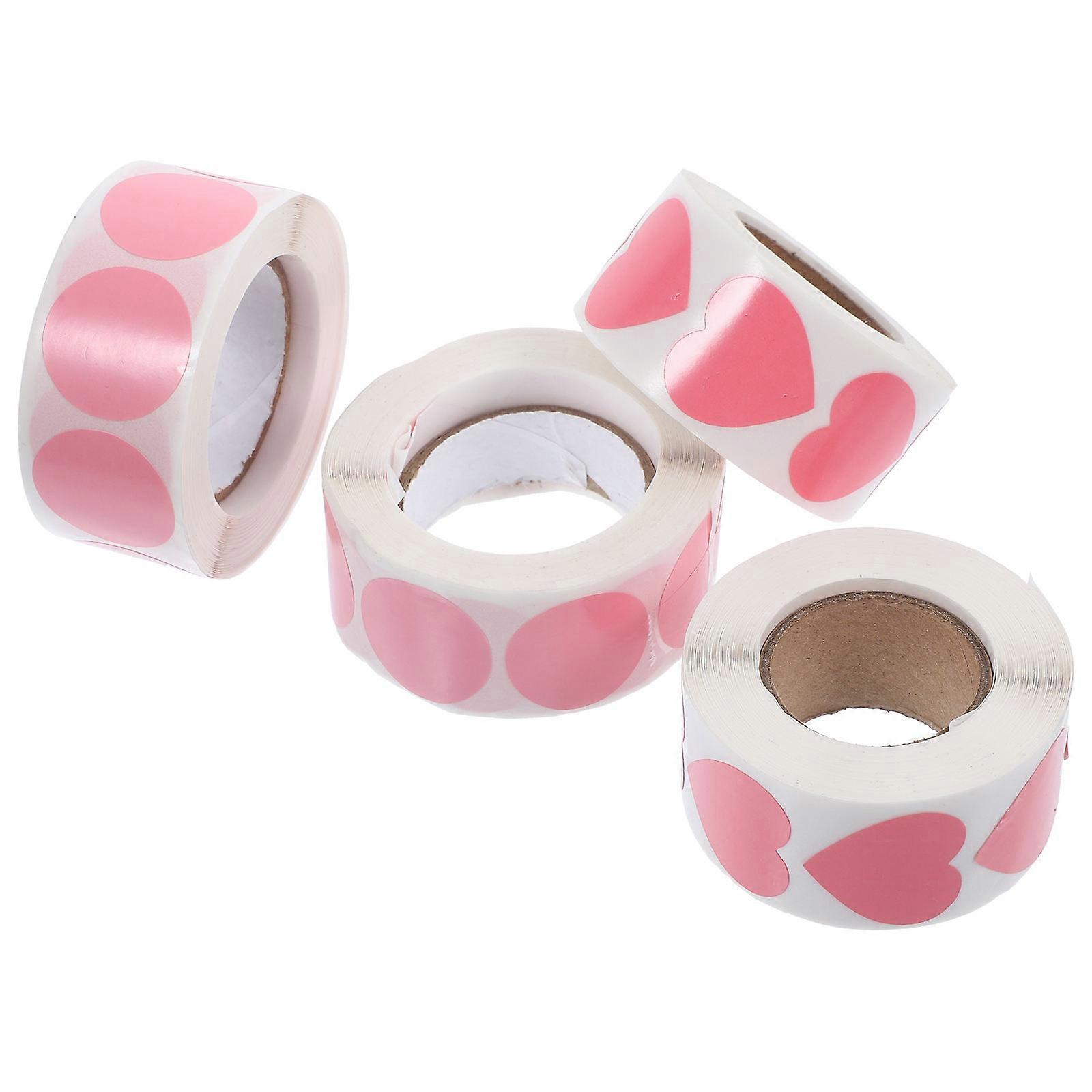 Color Coding Label Stickers For Gifts And Decoration 2.5x2.5cm Pink 4 Rolls