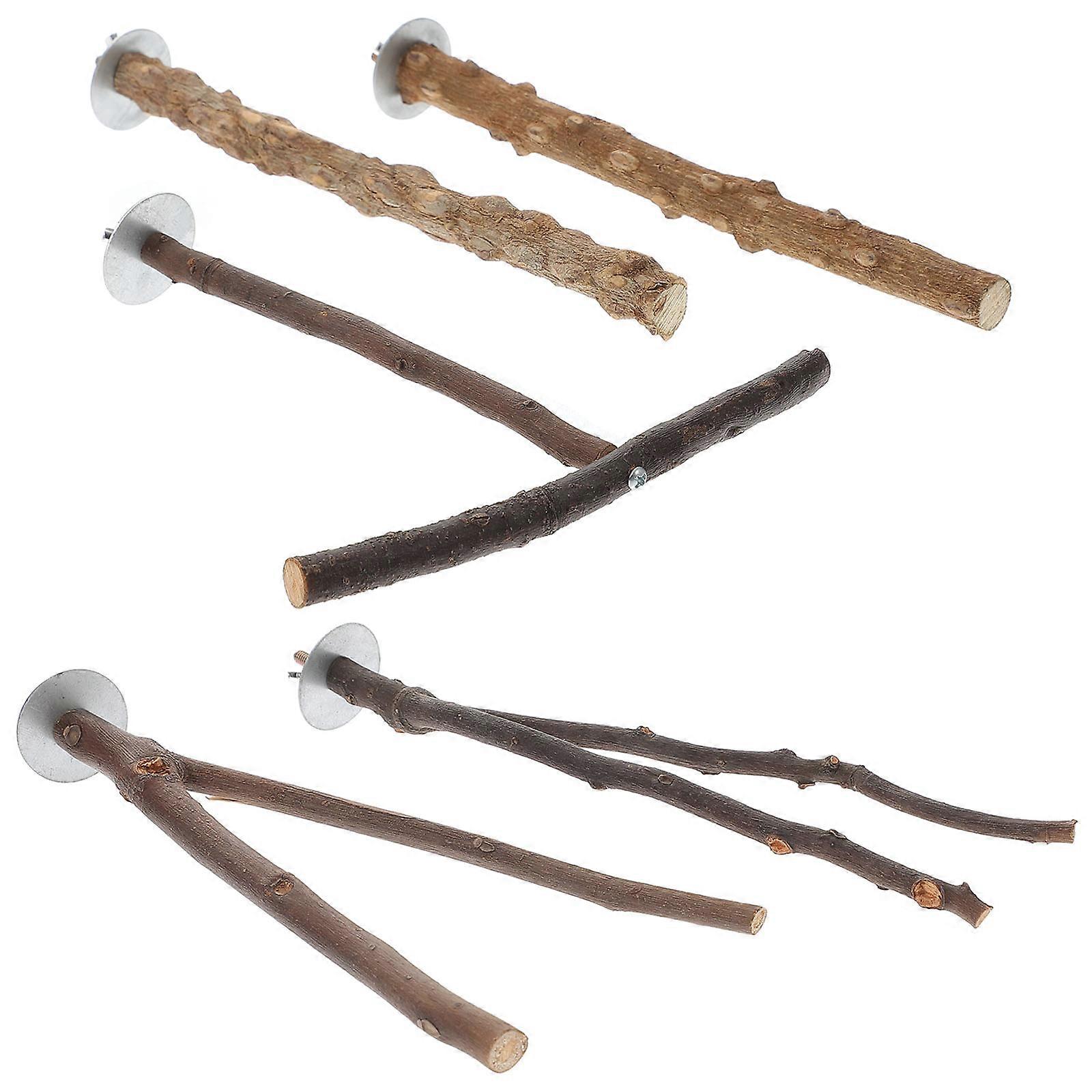 Wooden Bird Perch for Parakeets and Small Birds Made of Durable Wood 5 Pieces