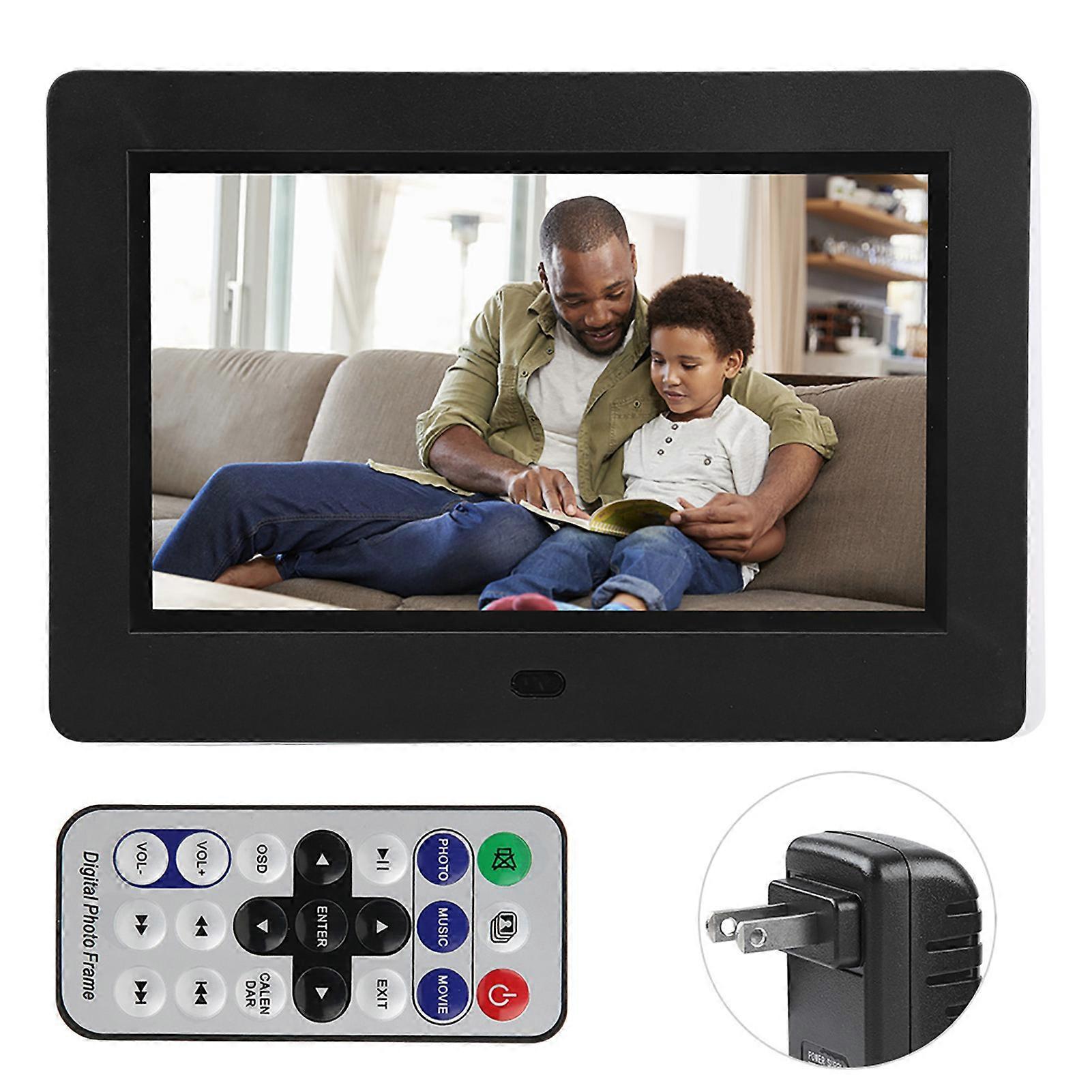 7 inch 800*480 HD Digital Photo Frame Screen Multiple Languages Screens Ratio 16:9(black US(100-240V))