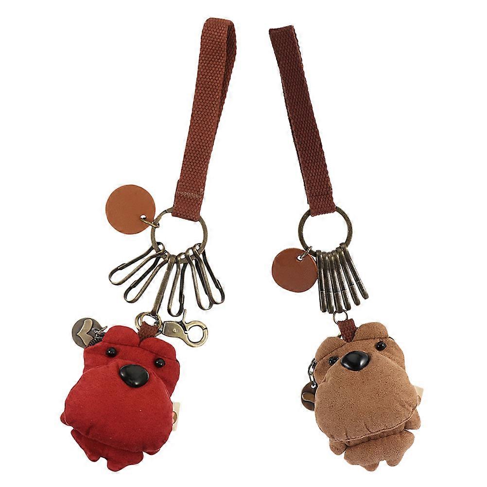 Bear Shape Keychain Accessory Korean Design Home Use Small Bear Keychain 2Pcs