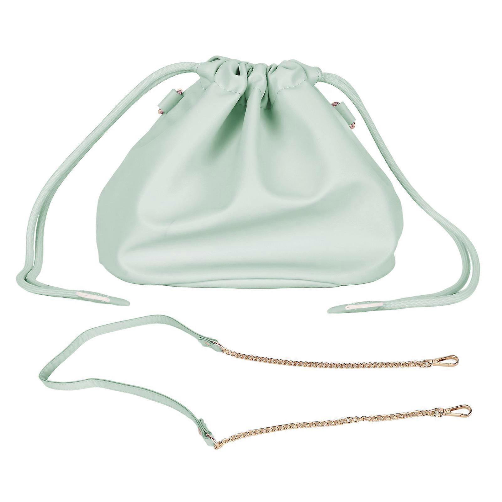 Camera PU Leather Drawstring Pouch Bag Waterproof Portable PU Leather Camera Bag Case with Shoulder Strap Green