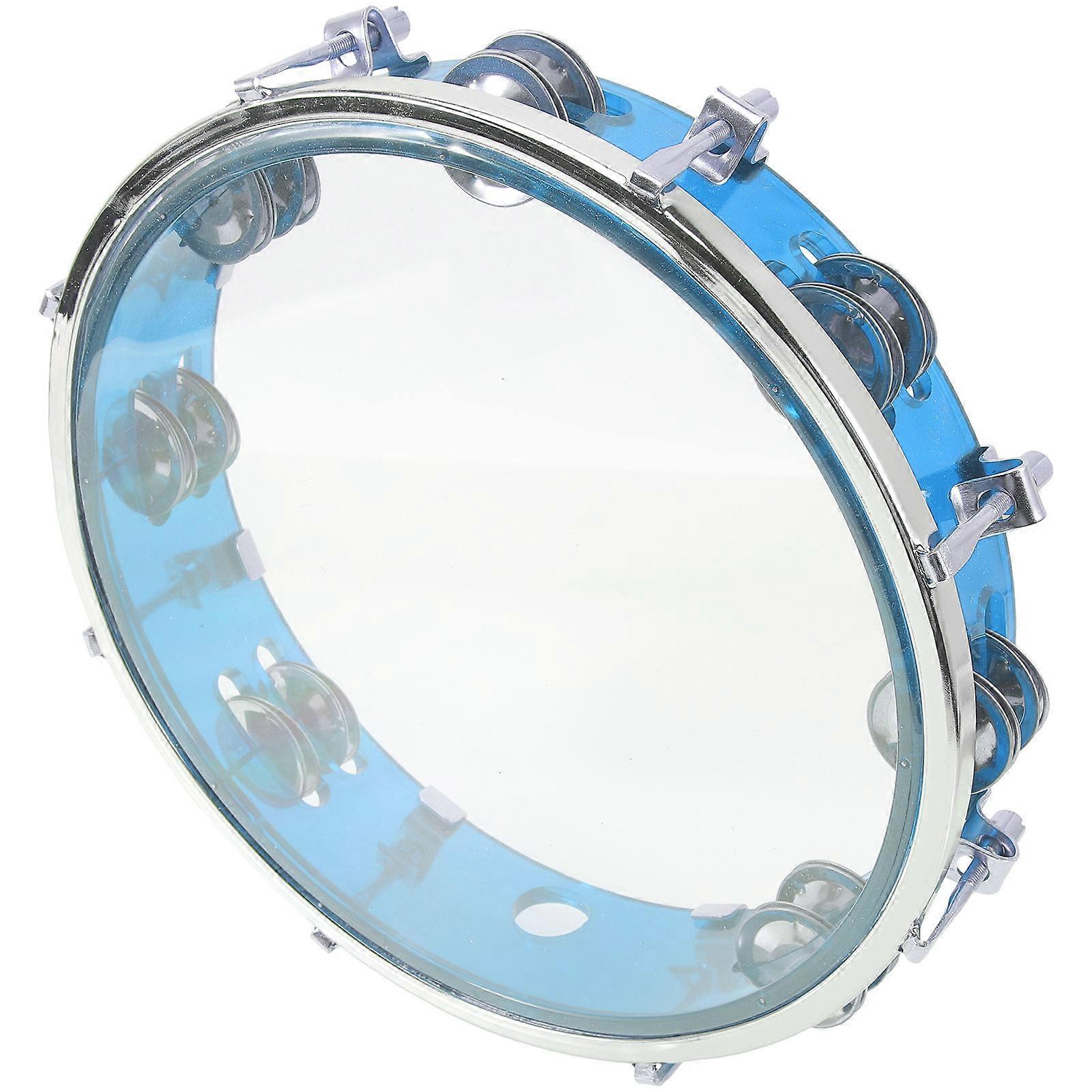 Blue Tambourine with Plastic and Metal for Playing Lightweight Design Perfect for Party or Games 8.5 inches diameter