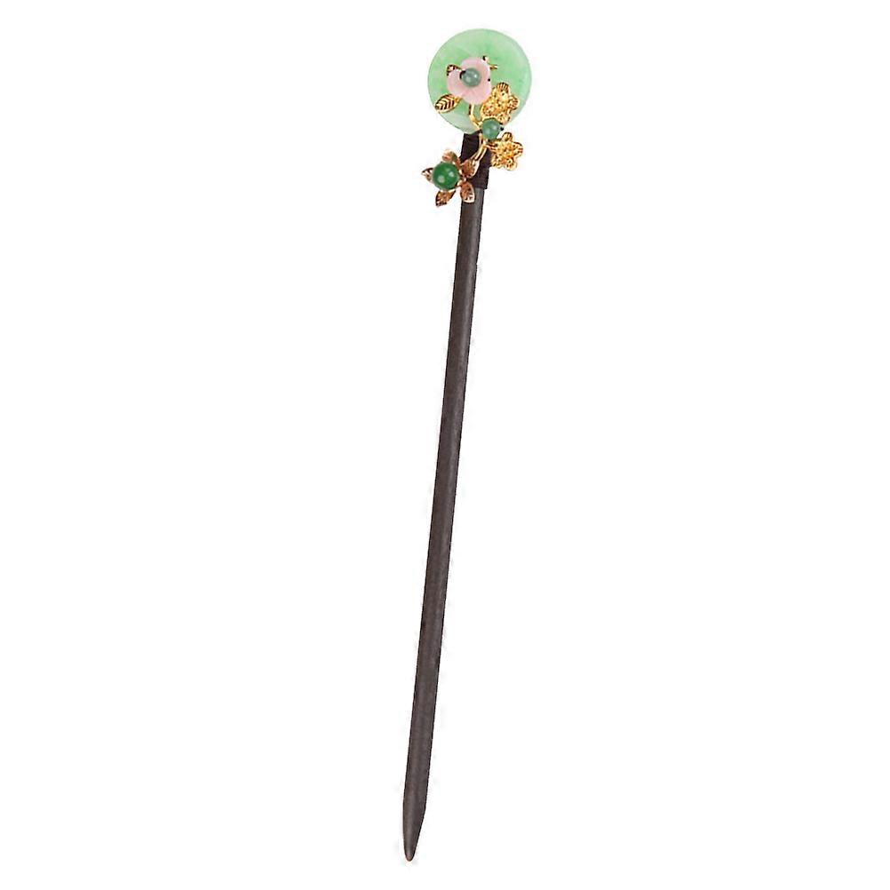 Jiangnan Misty Rain Hairpin with Safety Button for Decoration Green Synthetic Material