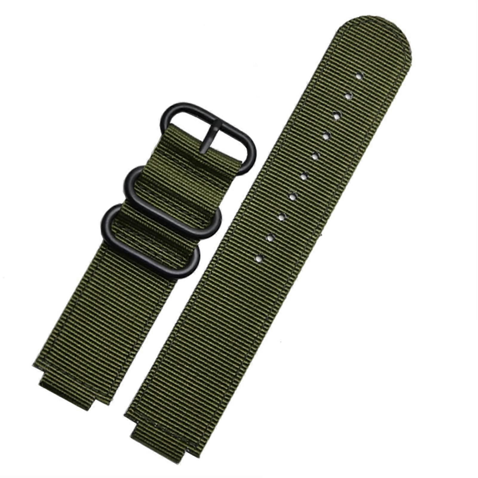 Watch Strap Compatible with Timex T2N721 T2N720 739 TW2T3600 Nylon 24mm x 16mm Green-Black Buckle Replacement Band