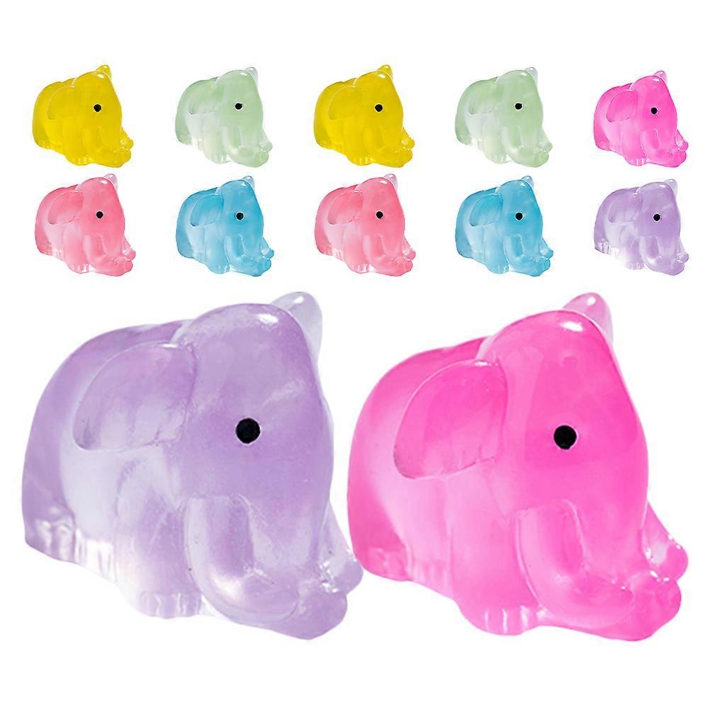 12pcs Luminous Resin Elephant Figurines, Miniature Prehistoric Animal Models, Glow in the Dark Decorative Ornaments for Fairy Garden, DIY Micro