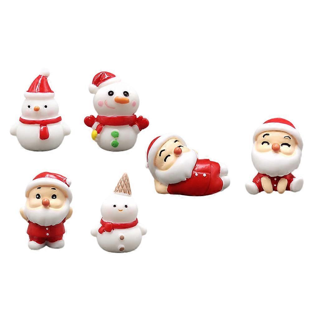 Miniature Christmas Accessories 6Pcs Small Figurine Resin Craft Decor Festival Party 2.80X2.60X2.50cm Photo Props