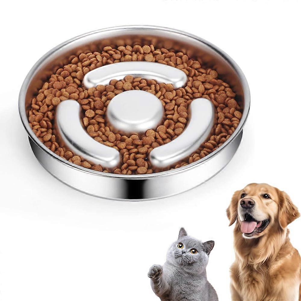 Stainless Steel Slow Feeder Dog Bowl, 21 cm Non-Slip Anti-Slinging Design, Reduces Bloating and Improves Digestion