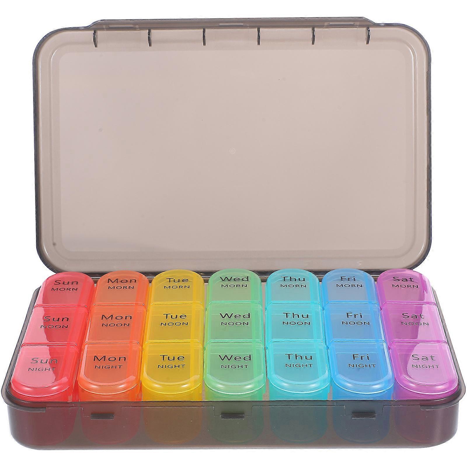 Weekly Medication Organizer Storage Travel Friendly Small Weekly Pill Case Portable Rectangular 1Pcs