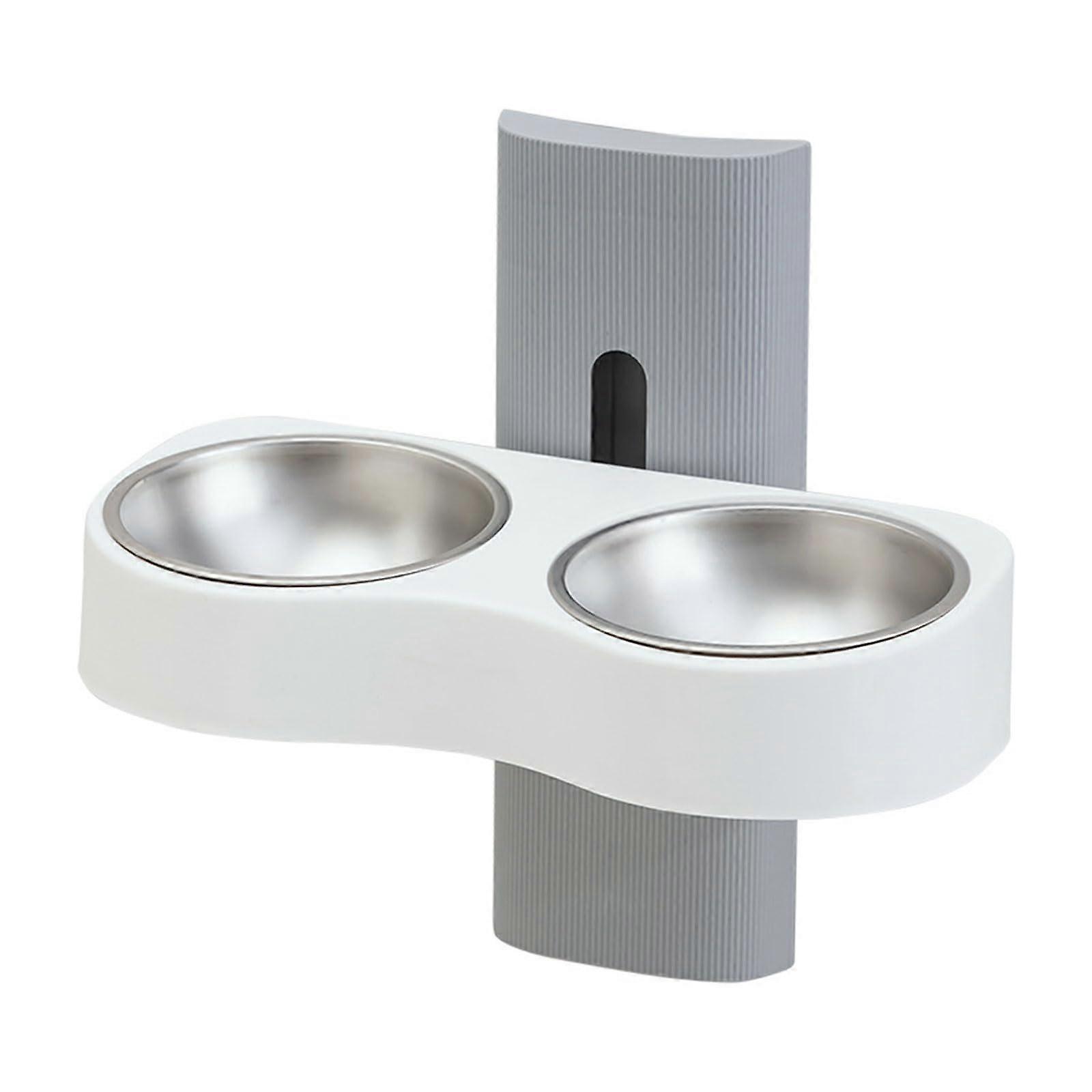 Cat Feeding Watering Bowl Double Bowl Dog Bowl with Wall Mounting Cat Feeding Bowl for Water Food Height Adjustable