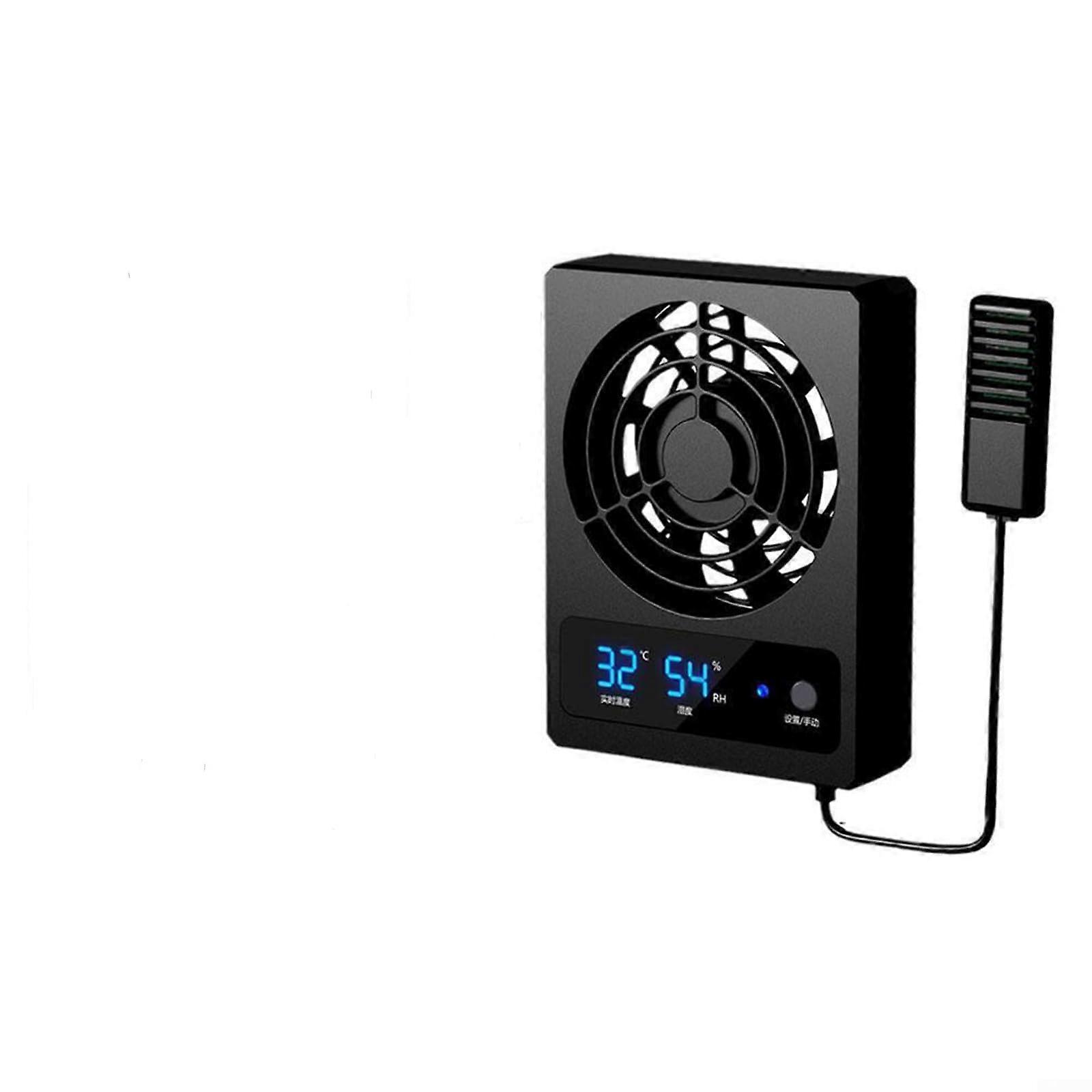 PP Cooling Fan Temperature Controlled Intelligent Fan for Reptile Tank with LED Display, Black, 11.3 x 8.5 x 2.5 cm (Fahrenheit)