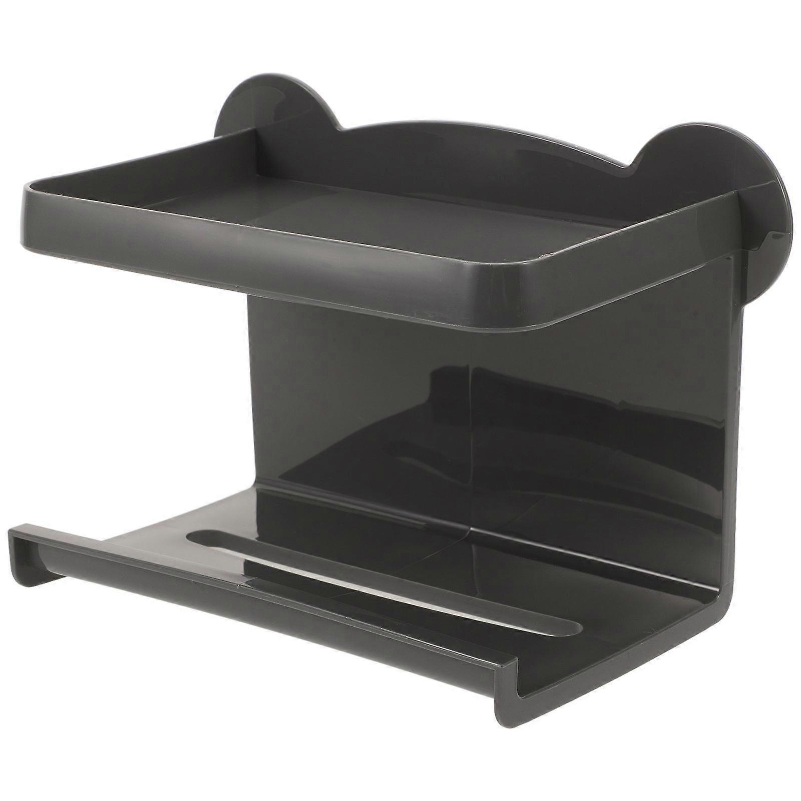 Silver Toilet Paper Holder with Wipe Storage Multifunctional WallMount for Bathroom Decor PP Material Large Capacity