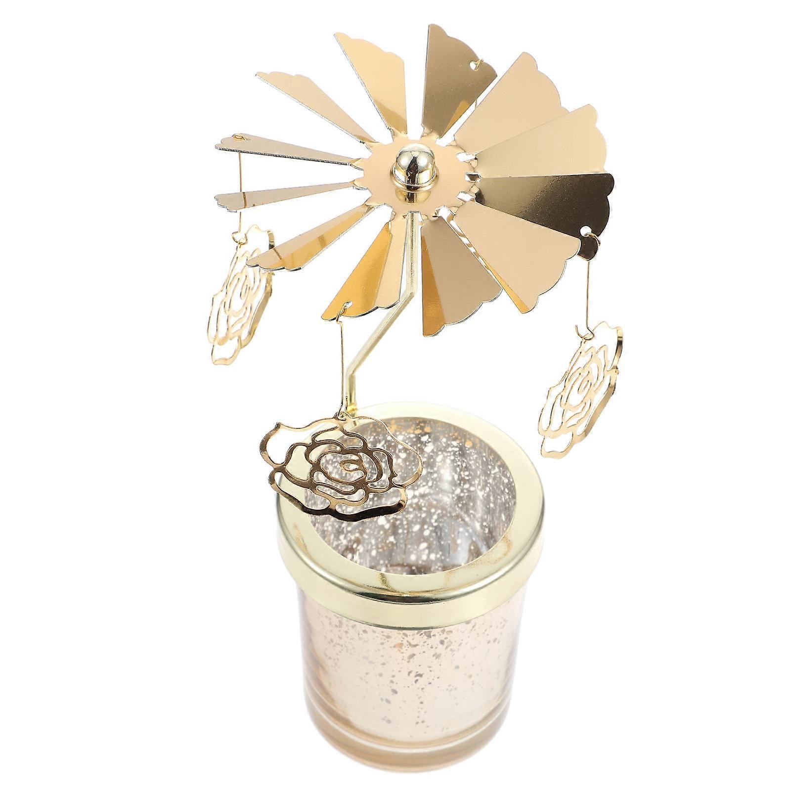 Creative Rotating Candleholder Rose Flower Candle Container for Valentine's Day Decor