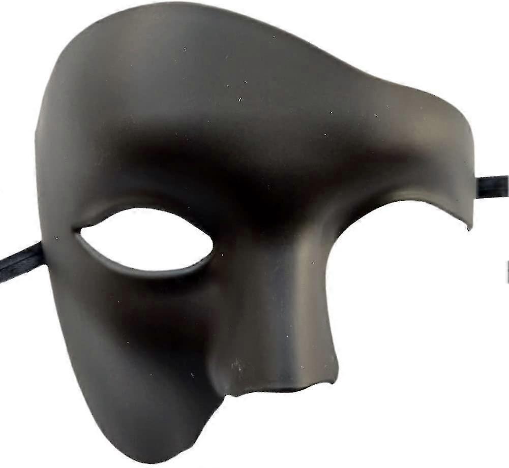 Phantom Of The Opera Half Face Mask, Matte Black, Retro Costume