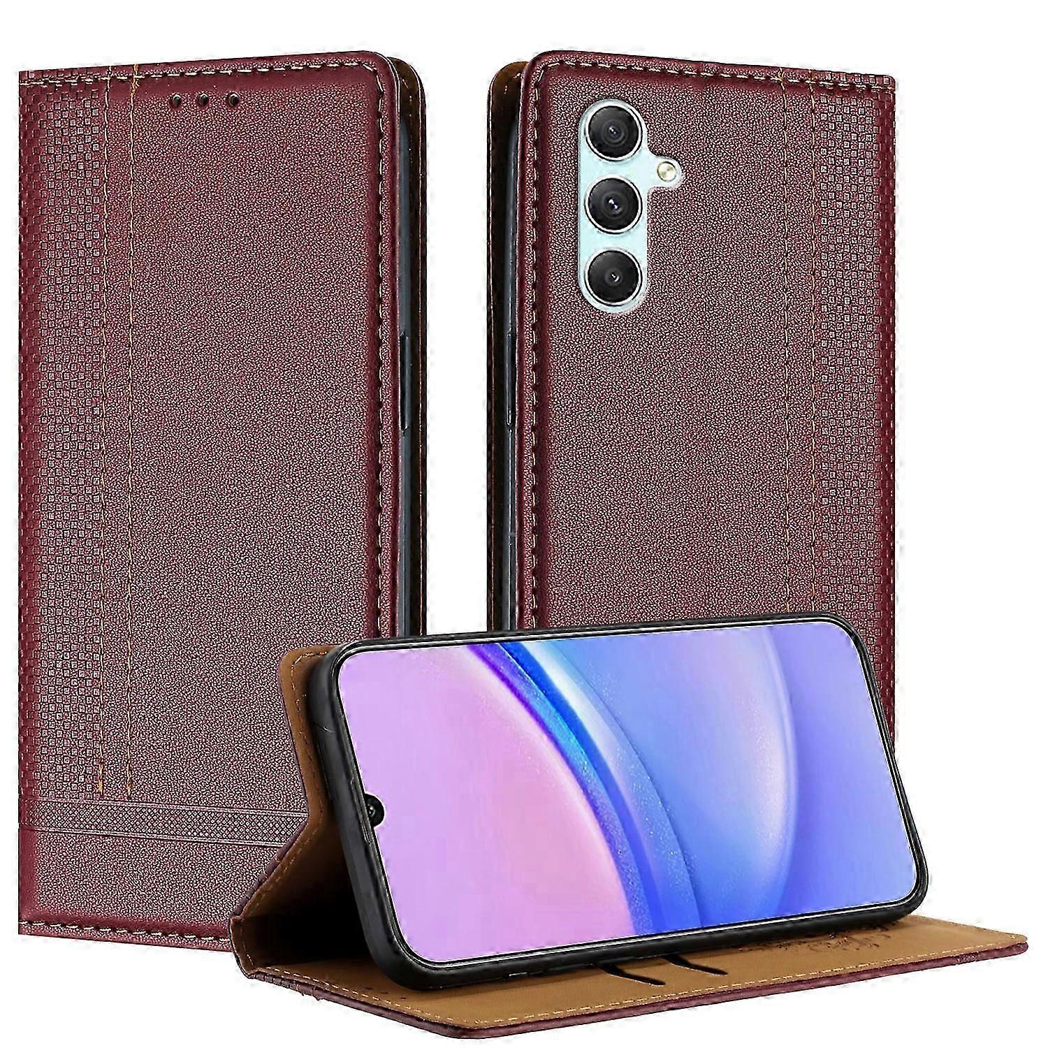 Case For Samsung Galaxy A34 5G, Vintage Stitch Leather Wallet Case Card Slot Kickstand Magnetic Closure Shockproof Flip Folio Case Cover