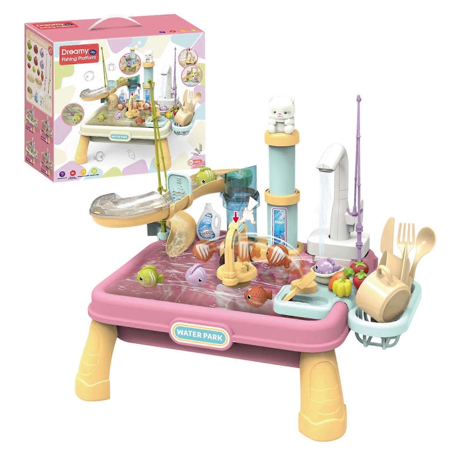 Water play table for toddlers, kids sandbox with water play as an interactive outdoor game and summer learning toy for girls, toddlers and