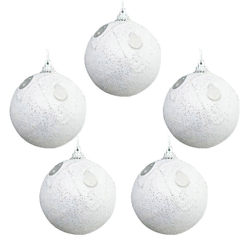a polished and professional product description based on your input:
**5pcs White Foam Christmas Ball Ornaments – Elegant Xmas Tree Baubles for