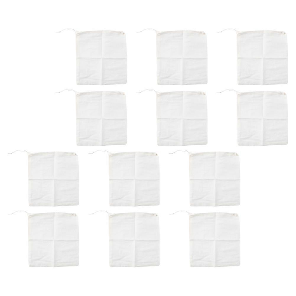 Drawstring Seal Filter Bags For Brewing Tea 12Pcs Rectangular Cotton Easy To Use Tool