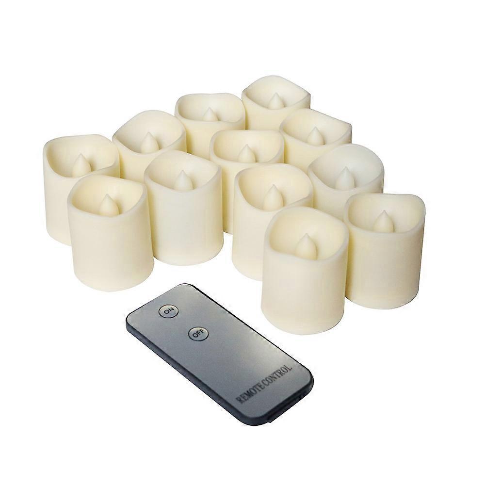Transparent Flameless LED Electronic Candle Set with Remote Control for Home Decor 12Pcs