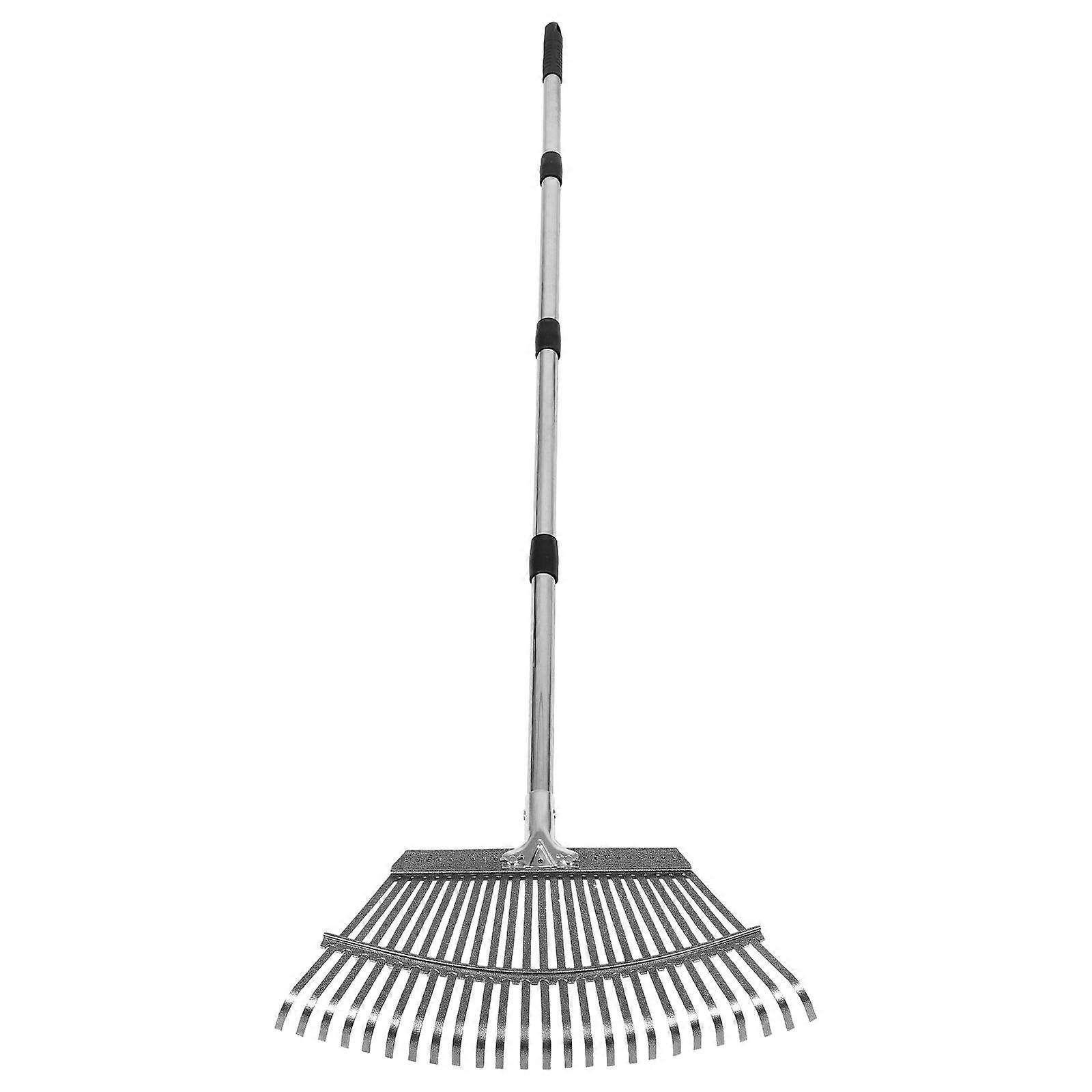 Metal Leaf Rakes Small Heavy Duty For Home Gardeners Camping Silver 152.00X45.58X3.00CM Soil Aeration 1Pack
