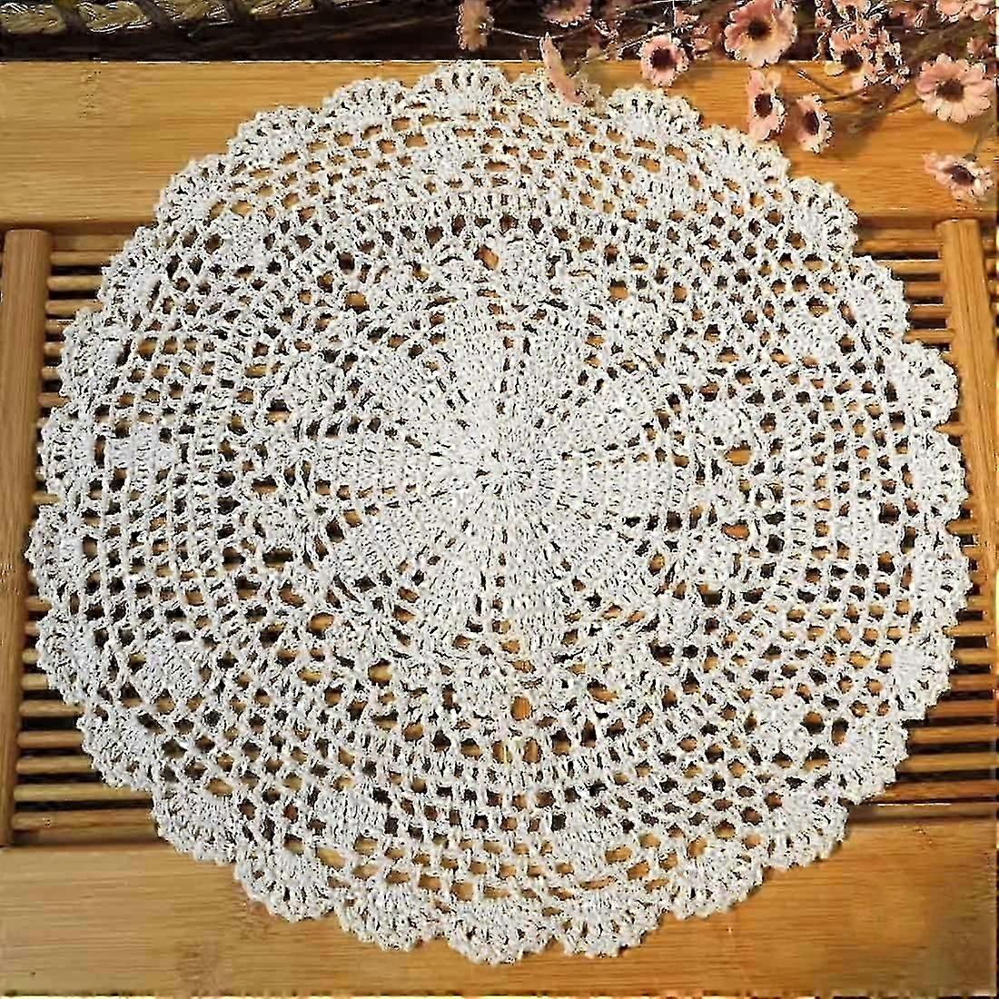 2pcs coton fait à la main crochet dentelle nappe de table napperons de table sets de table (blanc-2pc-13.8inch-B)blanc-2pc-13.8inch-b