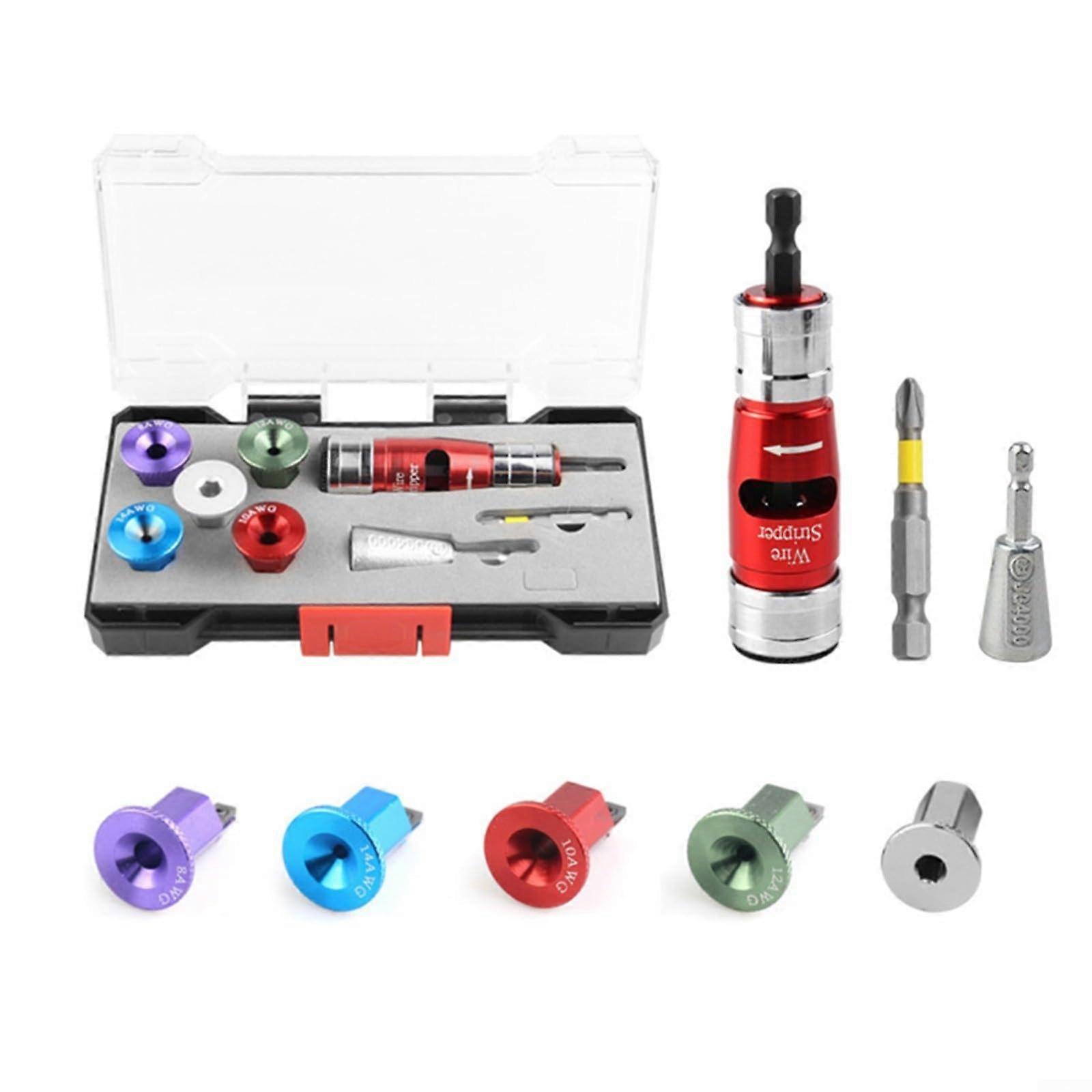 Wire Stripping Tool Set, Adjustable Rotary Wire Stripper for Drill, Aluminum Alloy Hand Tools, Wire Stripping Kit (B)