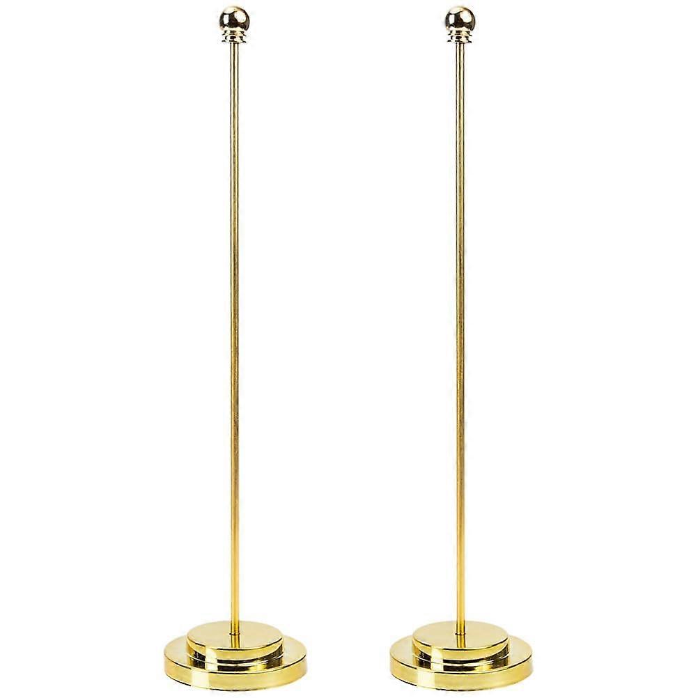 2 x Metal Table Flag Stands, Robust Flag Holder for Desk, Office and Conferences, Decorative Flag Pole, Practical Flag Holder for Home and Car, Gold