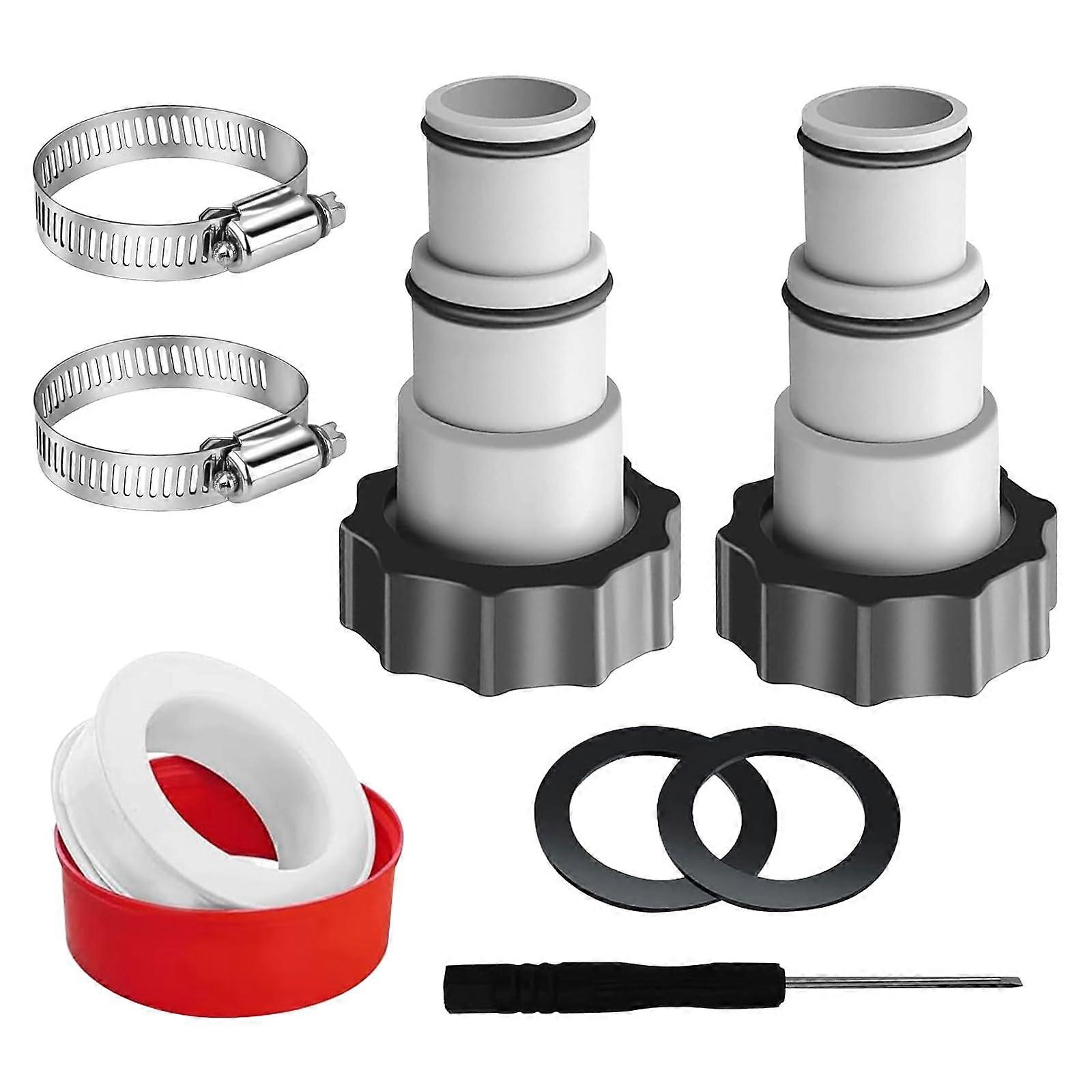 Pool Hose Adapter Set, Female Thread, Replacement for Pumps, 38 mm and 32 mm