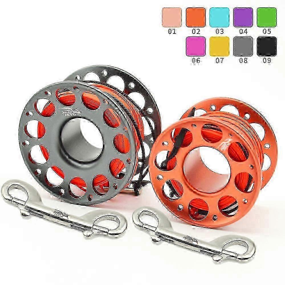 Bobina di dita in lega di alluminio subacquea da 15 M /30M con gancio a doppio gancio inossidabile SMB Cave Dive
