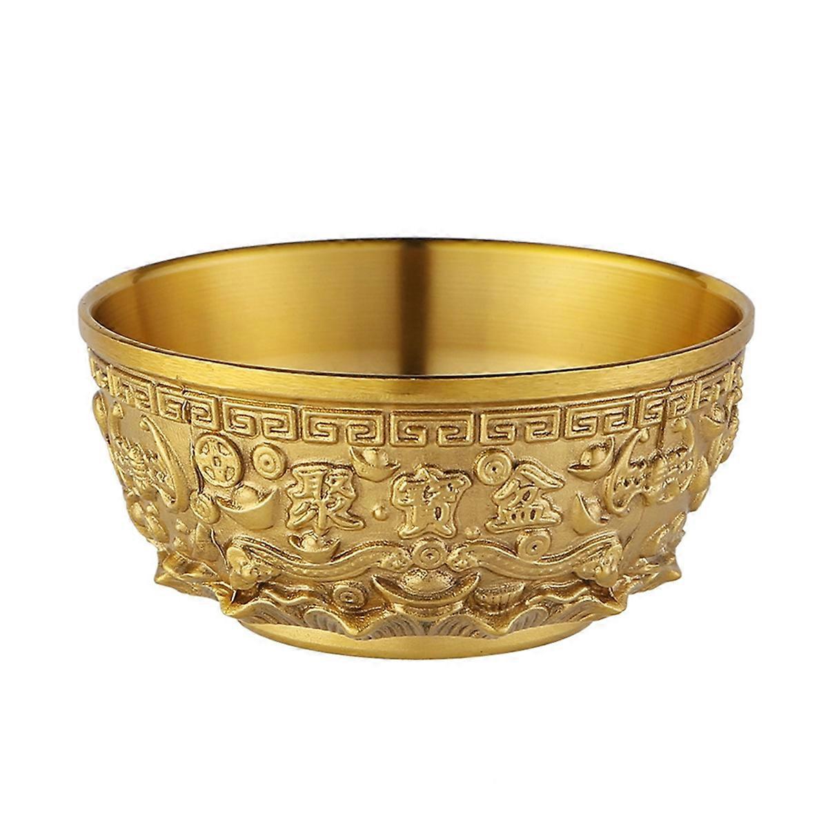 Brass Ornament Copper Metal Container Coin Treasure Storage Ingot Bowl Wealth Accumulation Money Ja