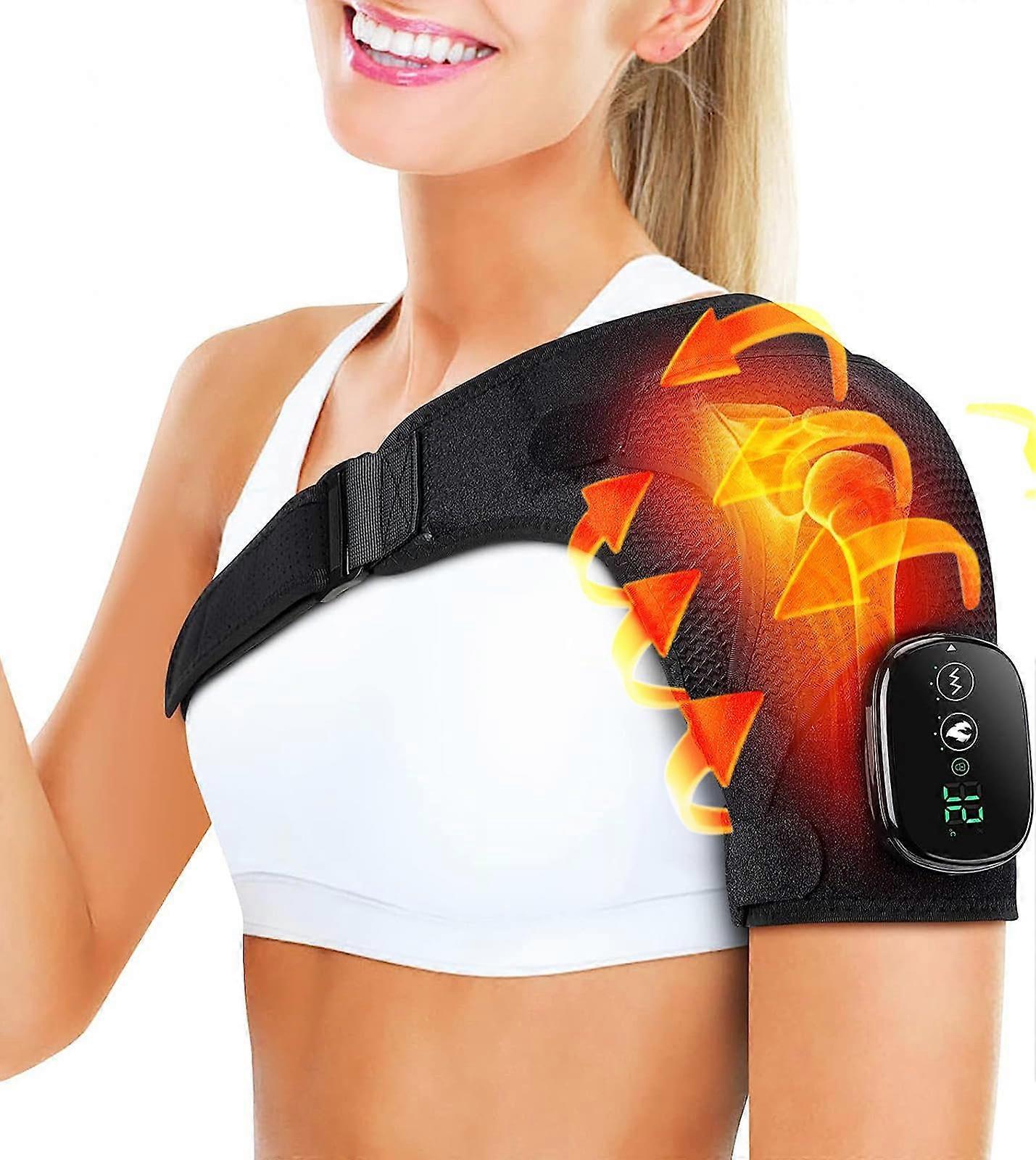 Heated Shoulder Wrap Brace Support With Vibration, USB-Powered Heating Pad, Left Or Right Shoulder Fit