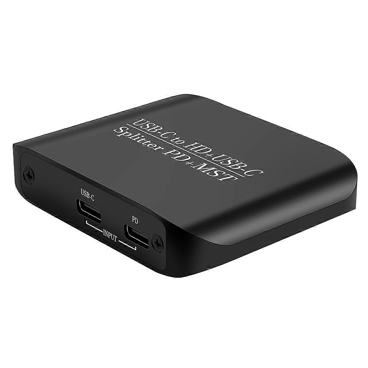 USB C to HD + USB C Splitter 4K 60HZ Type C to -Compatible Splitter 2 in 2 Out Converter for Dual Monitor MST/PD